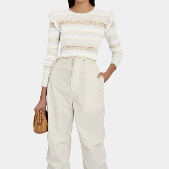 INTERMIX Elmore Ruffled Striped Sweater. Size P (XS) - Picture 1 of 8